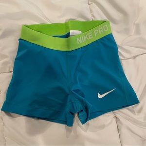 Blue Nike Pro Spandex Shorts